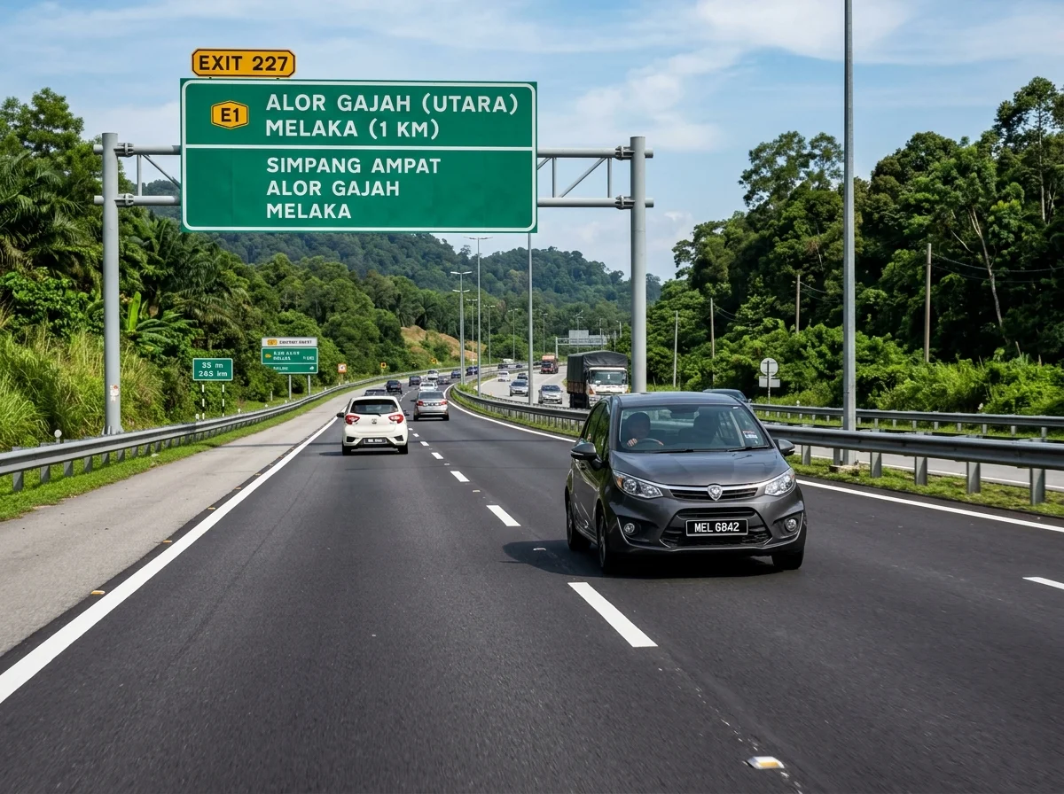 Kereta di Lebuhraya PLUS menuju Alor Gajah