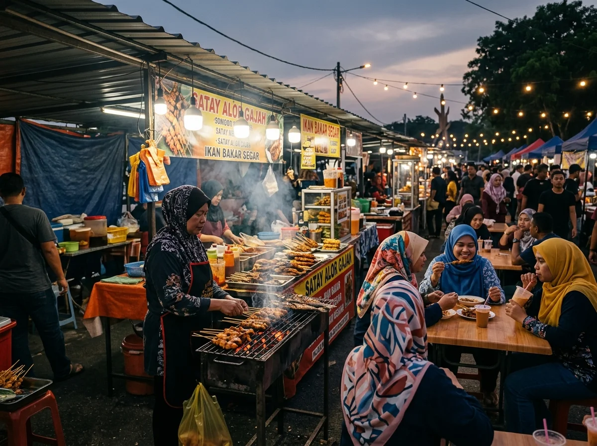 Gerai makanan petang di Dataran Keris Alor Gajah
