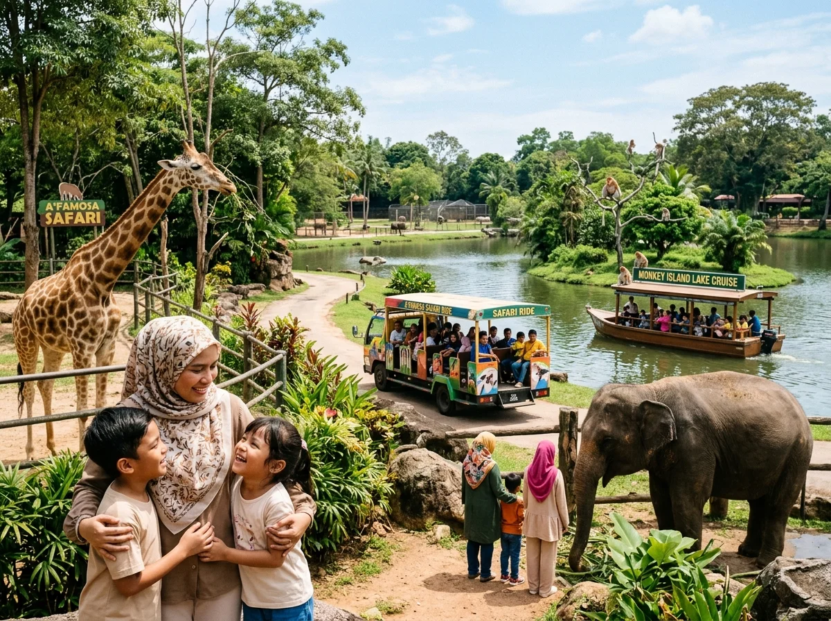 Kanak-kanak melihat haiwan di Safari Wonderland