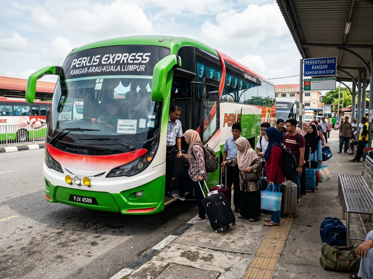Bas ekspres di Kangar berhampiran Arau