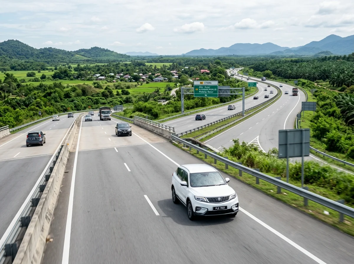 Memandu di Lebuhraya Utara-Selatan menuju Perlis