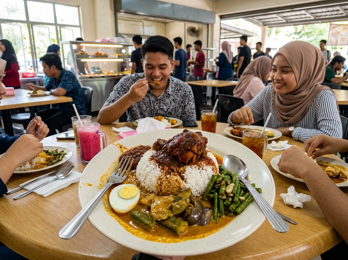Nasi berlauk di kedai makan pelajar sekitar UiTM/UniMAP