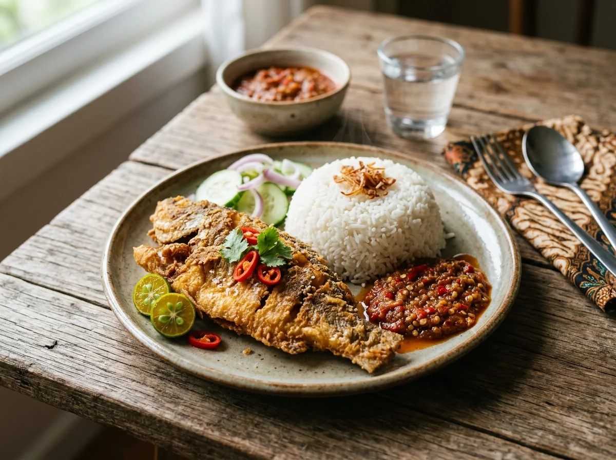 Pekasam ikan jeruk goreng dihidang dengan nasi