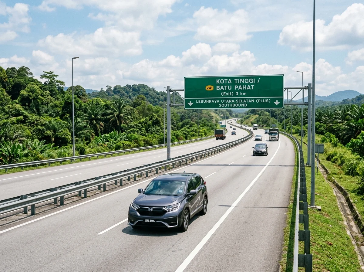 Kereta di Lebuhraya PLUS menuju Batu Pahat
