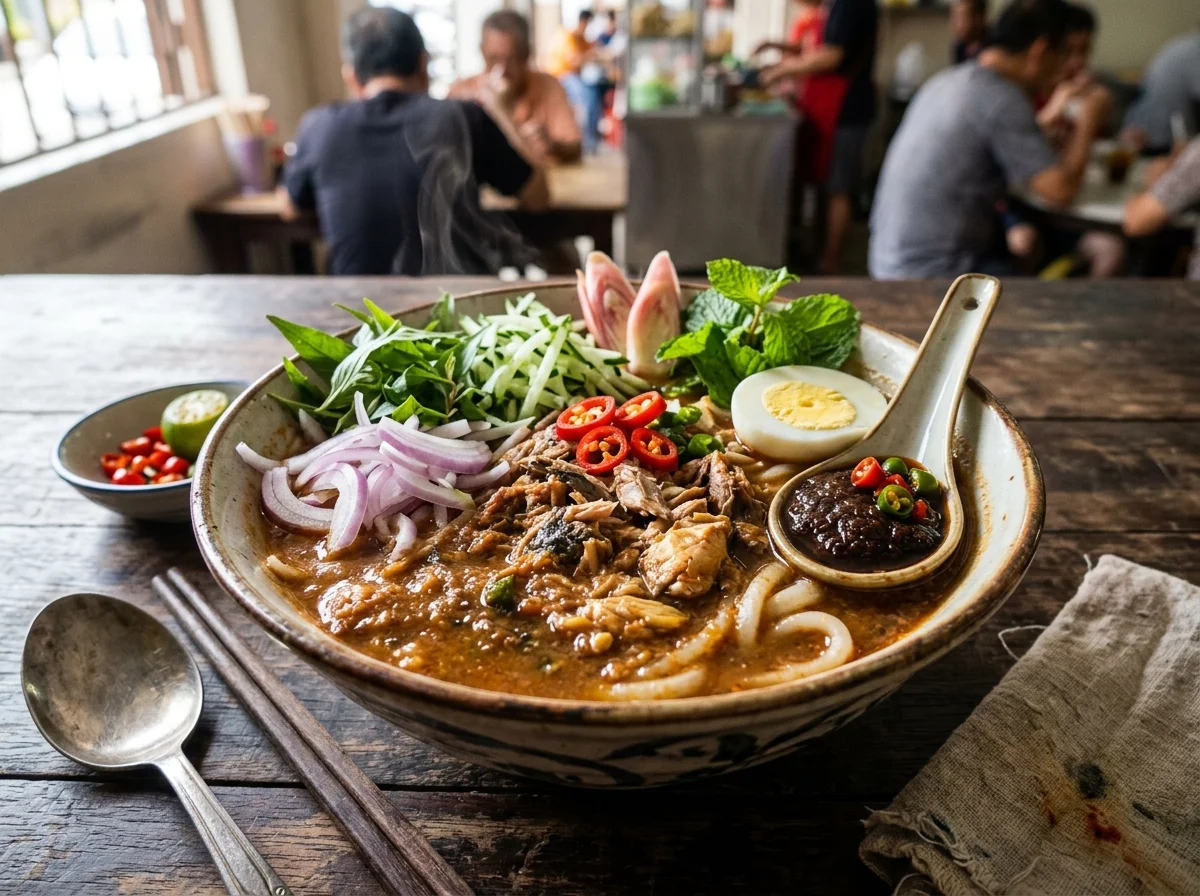 Laksa Balik Pulau dengan kuah pekat dan herba segar
