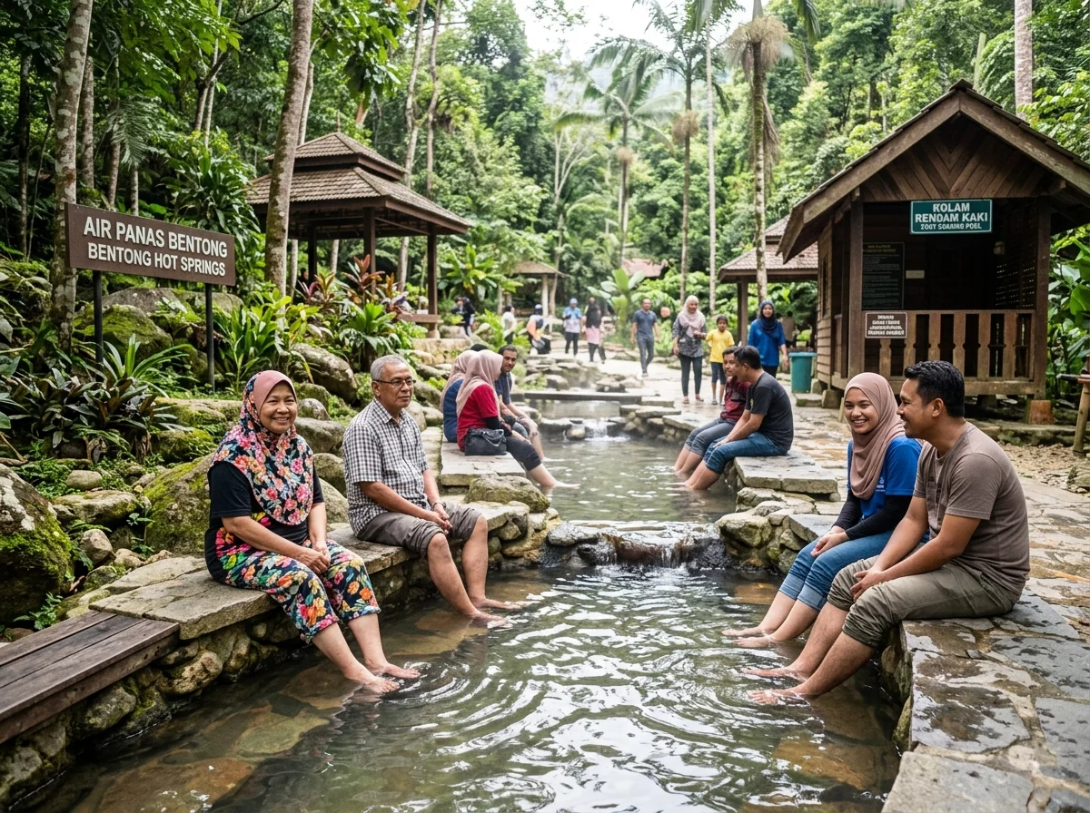 Merendam kaki percuma di kolam air panas Bentong
