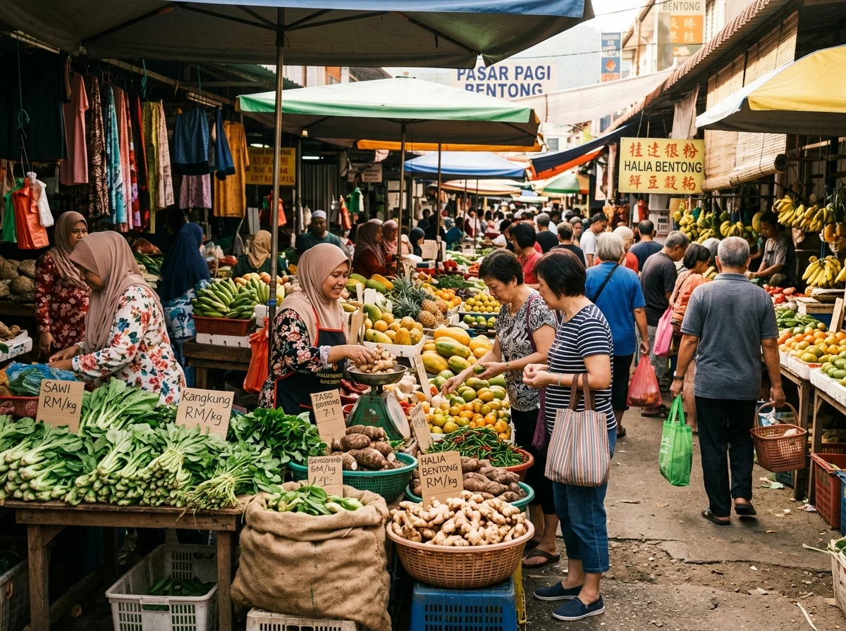 Pasar segar dengan hasil tempatan Bentong