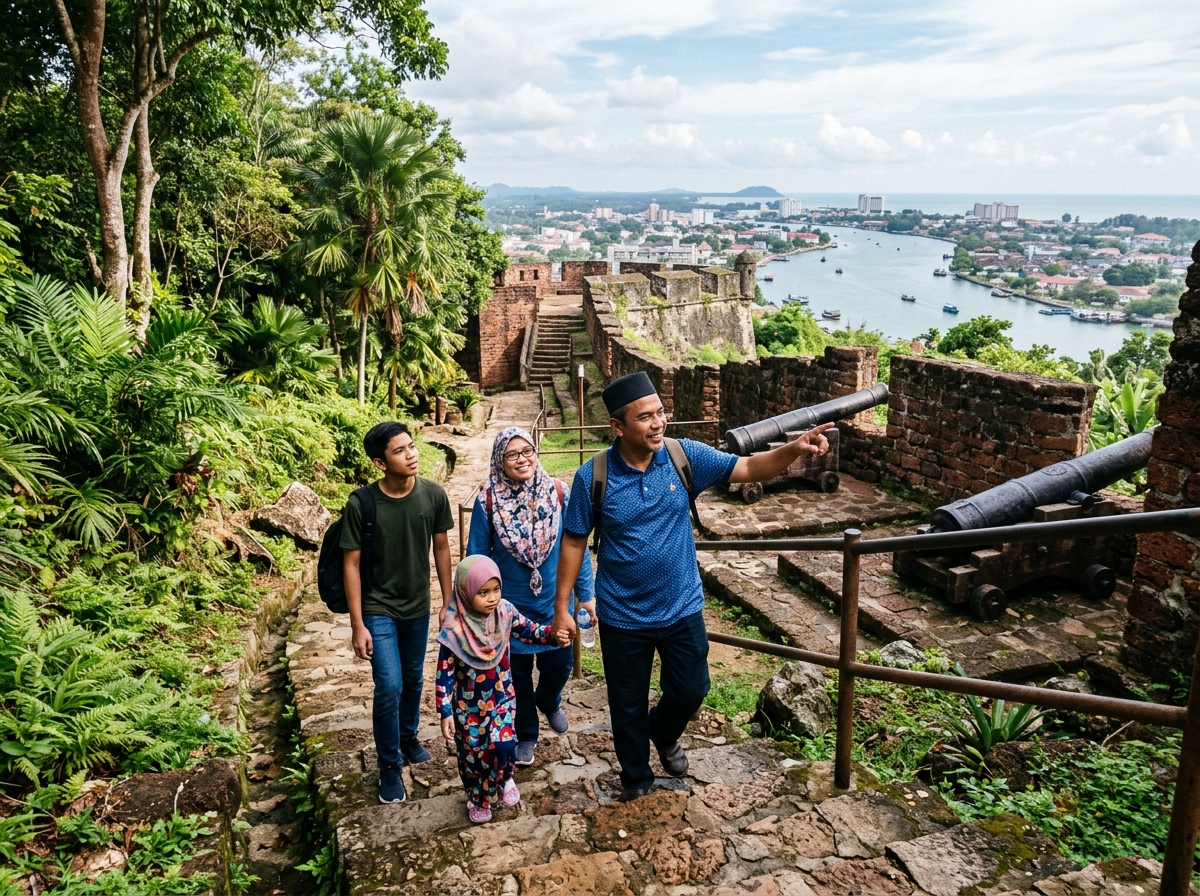 Bukit Puteri dengan meriam tua untuk anak-anak jelajah