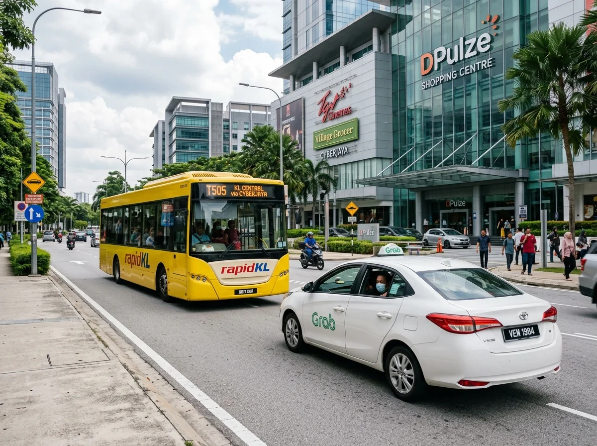 Grab dan bas tempatan di bandar Cyberjaya