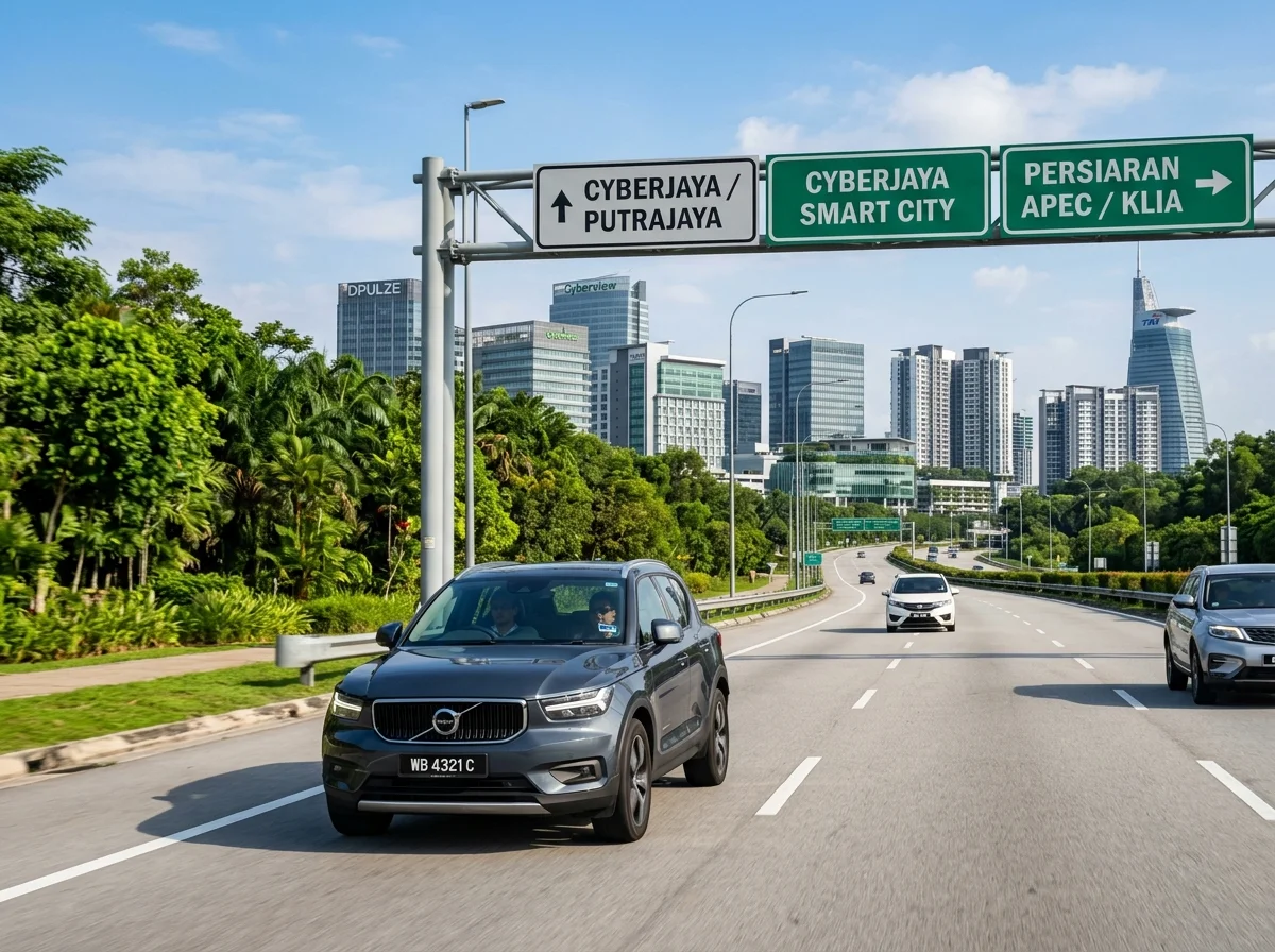 Kereta di lebuhraya menuju Cyberjaya