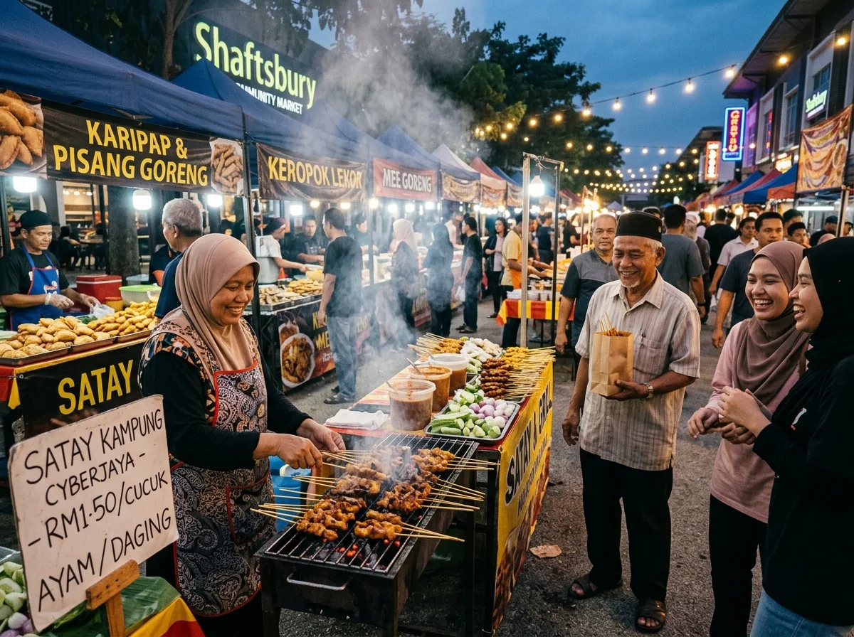 Makanan jalanan di pasar komuniti Shaftsbury Cyberjaya