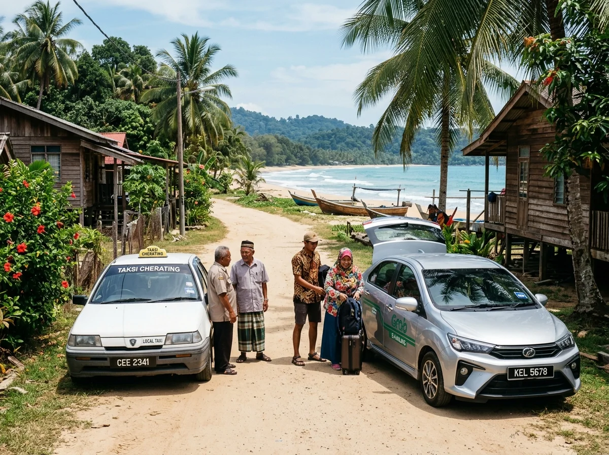 Bergerak dalam kawasan Cherating dengan teksi/Grab