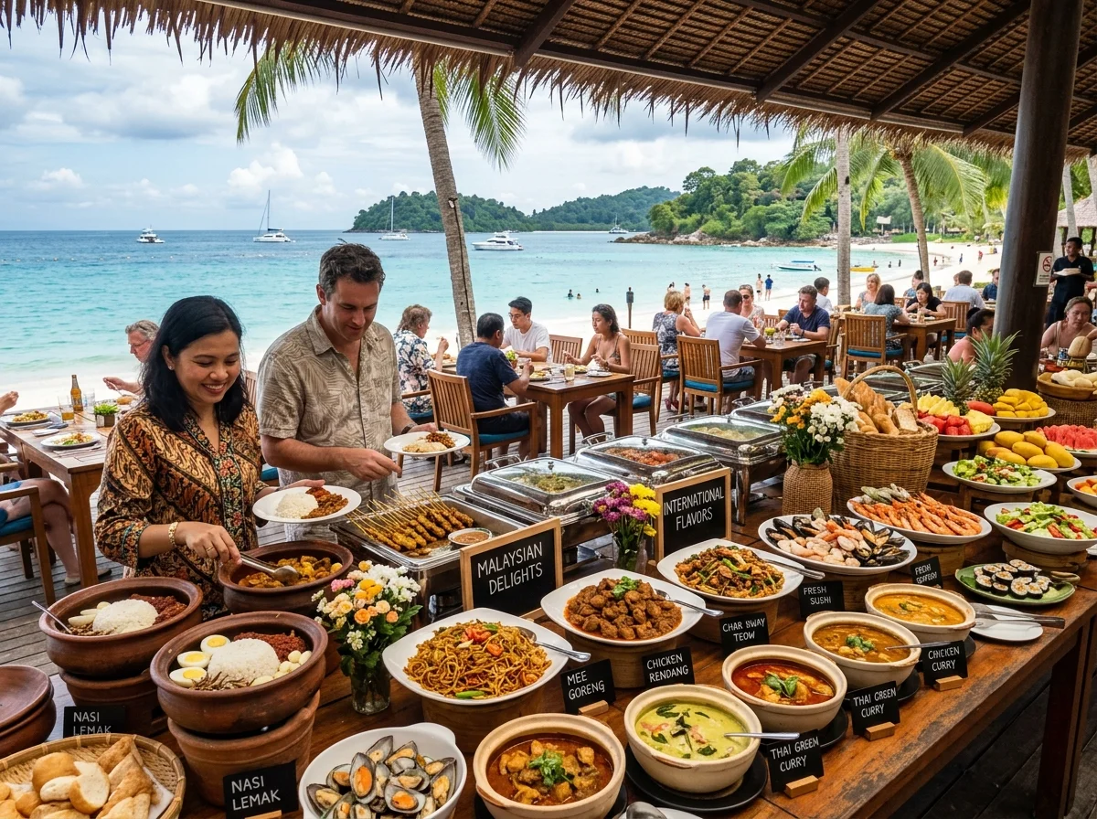 Hidangan bufet resort tepi pantai Cherating
