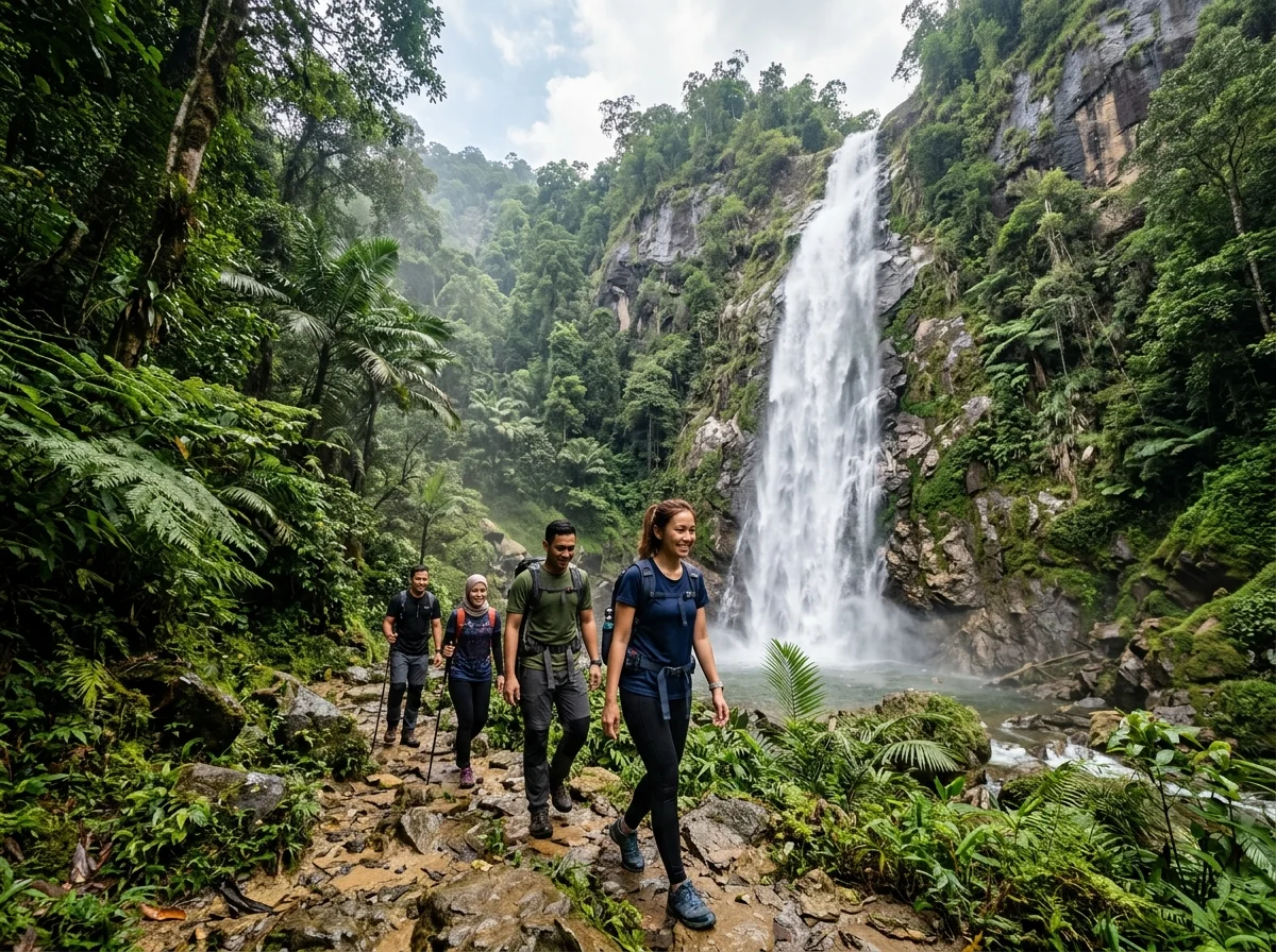 Air terjun tinggi Chemerong dalam hutan Terengganu