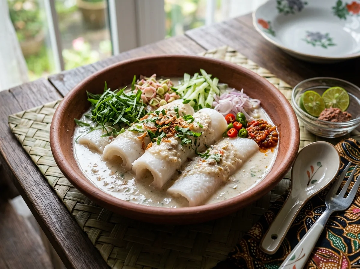 Laksam Terengganu dengan kuah ikan putih