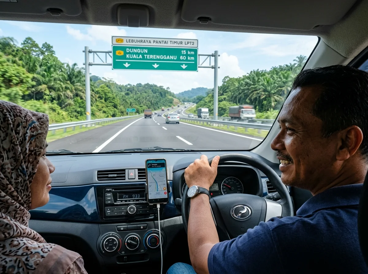 Kereta di Lebuhraya Pantai Timur LPT2 ke Dungun