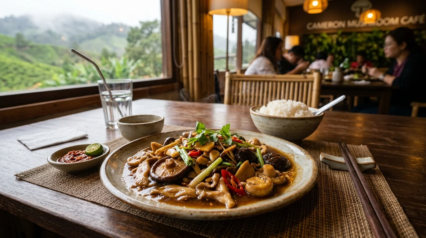 Hidangan cendawan segar Cameron Highlands di restoran tempatan