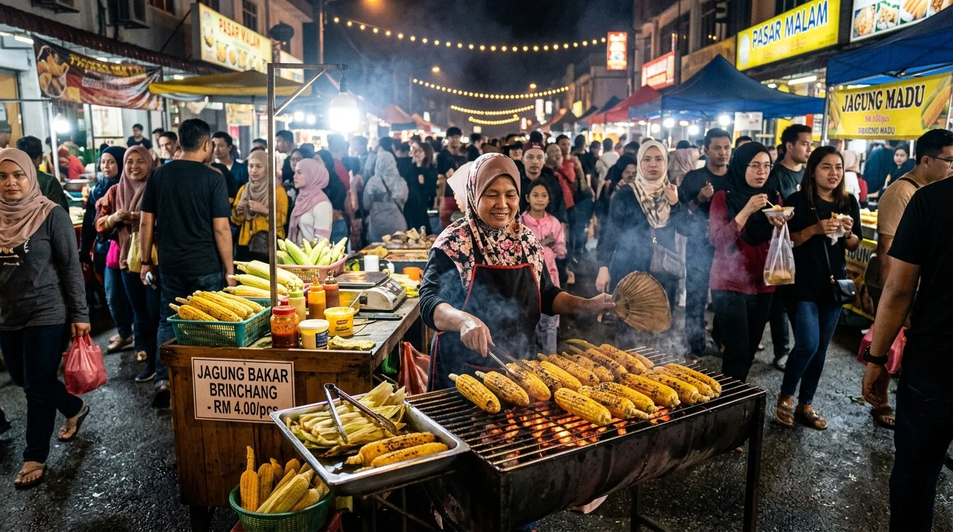 Jagung bakar di Pasar Malam Brinchang Cameron Highlands