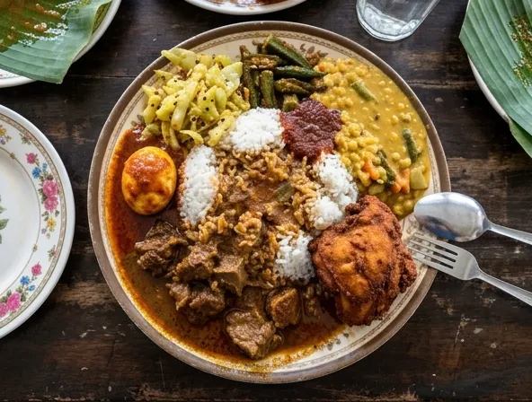 Nasi ganja Ipoh — nasi dengan lauk pauk pelbagai dalam satu hidangan