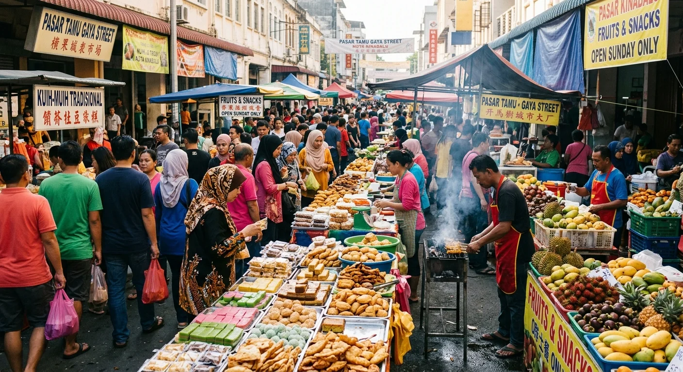 Pasar Malam Gaya Street KK — gerai makanan street food Ahad