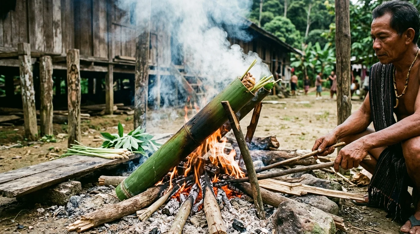 Manok pansuh ayam masak dalam buluh