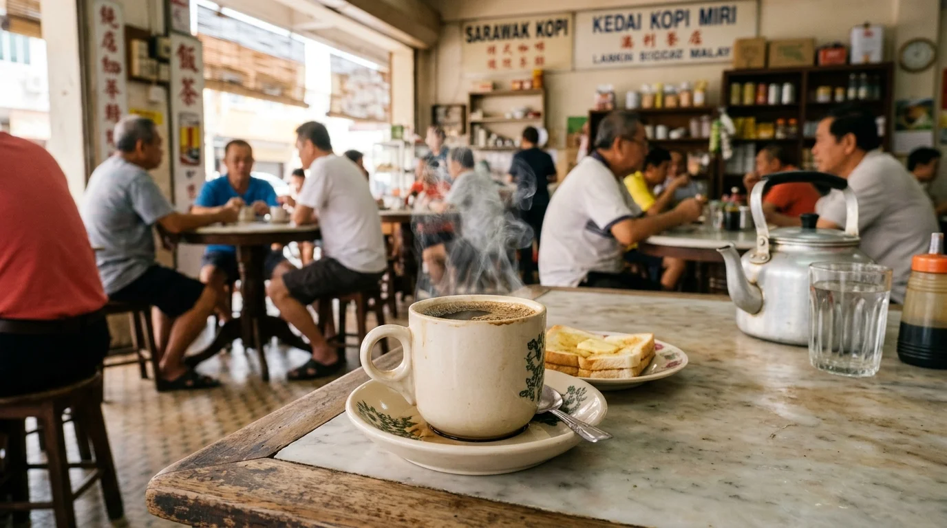 Kopi Borneo segelas kopi tempatan Miri Sarawak