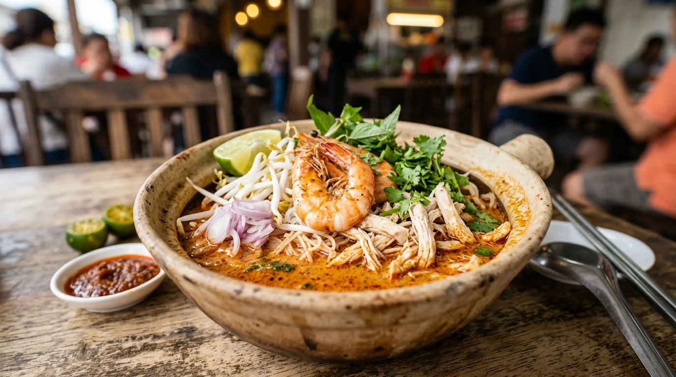 Laksa Sarawak kuah rempah udang khas Sarawak di Miri