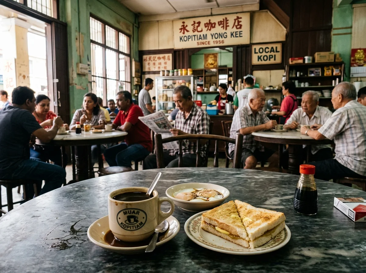 Secawan kopi di kedai kopi tradisi Muar