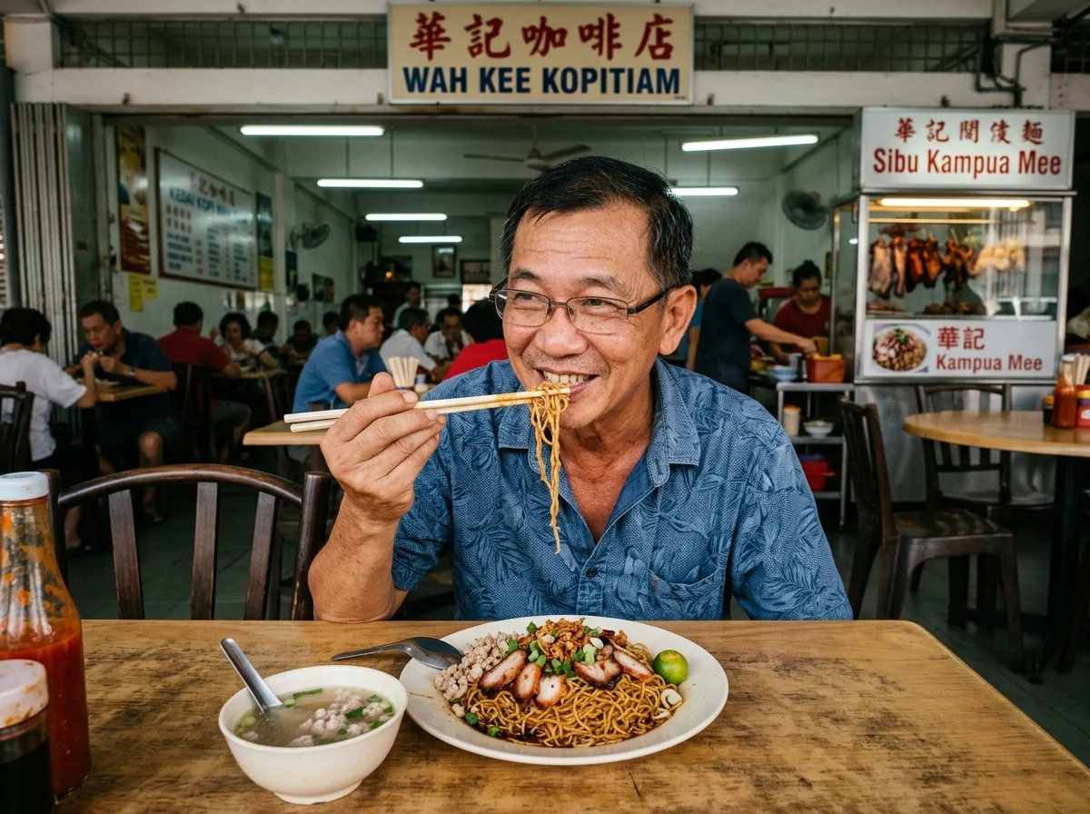 Kampua mee — mee kering signature Sibu dengan char siu