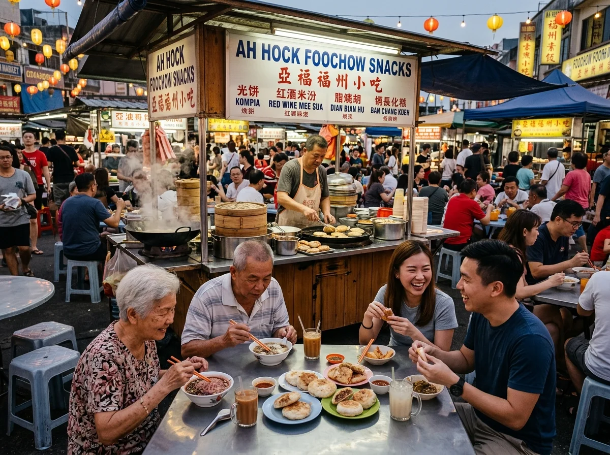 Makanan jalanan Foochow di pasar malam dan pasar sentral Sibu