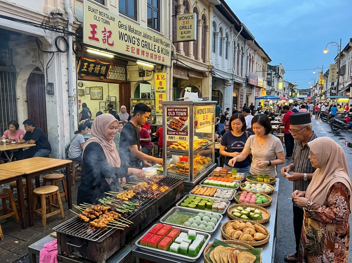 Gerai makanan jalanan di pekan lama Bukit Mertajam