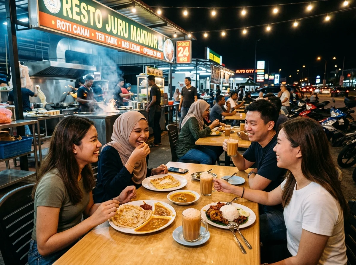 Gerai mamak roti canai dan teh tarik di Auto City Juru