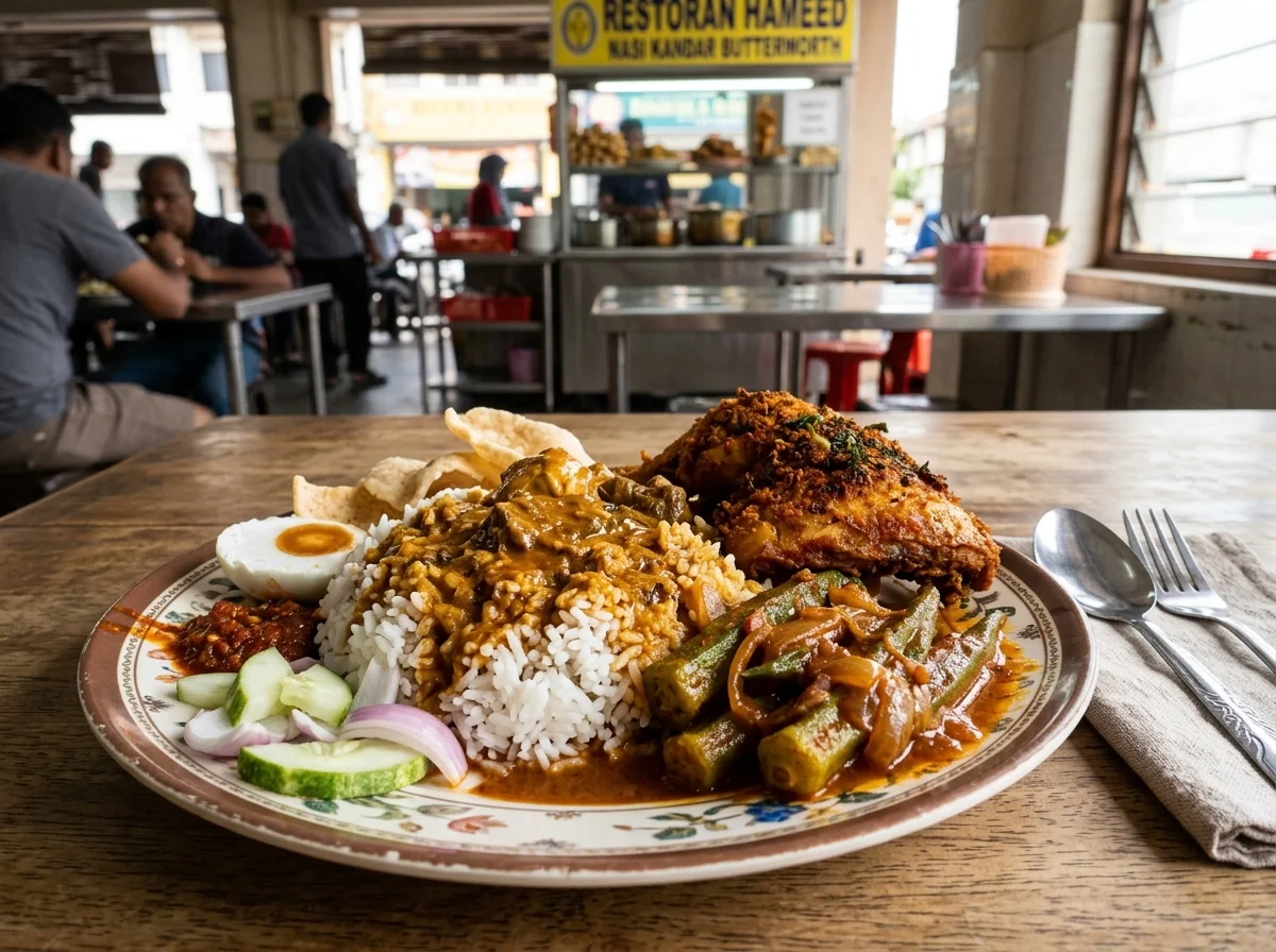 Nasi kandar Pulau Pinang dengan pelbagai kari