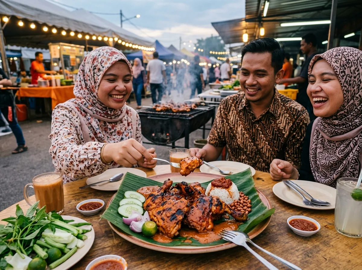 Ayam percik bakar bersalut kuah santan pedas