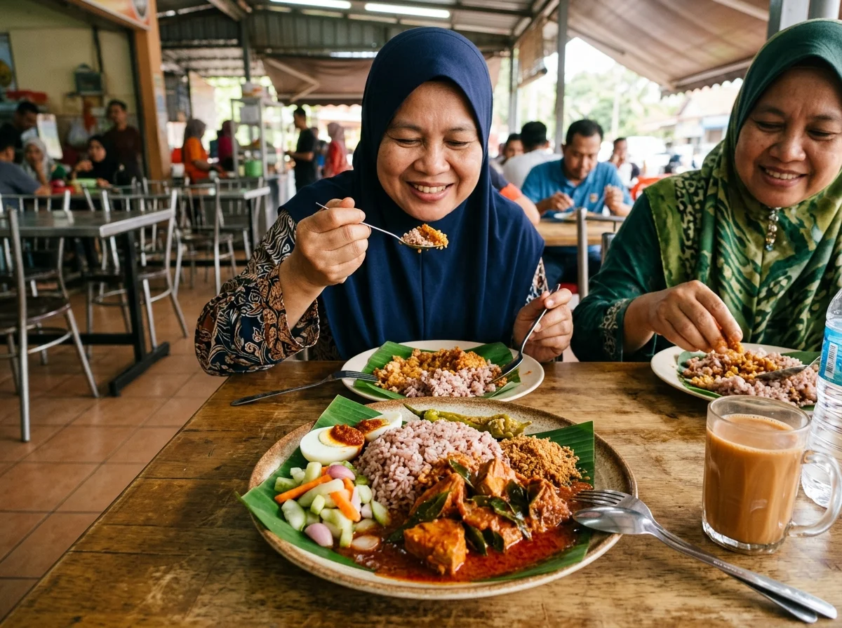 Nasi dagang Kelantan dengan gulai ikan tuna