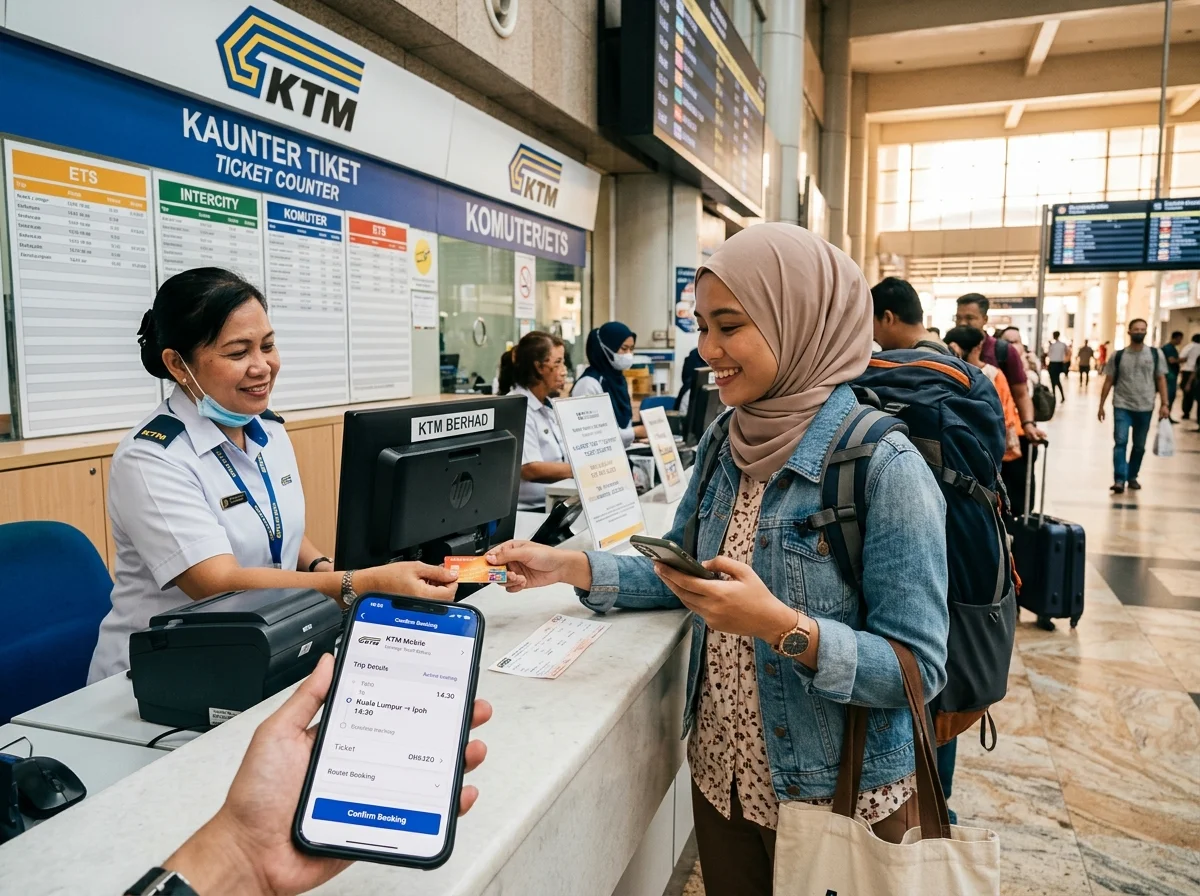 Tempah tiket KTM di kaunter dan aplikasi