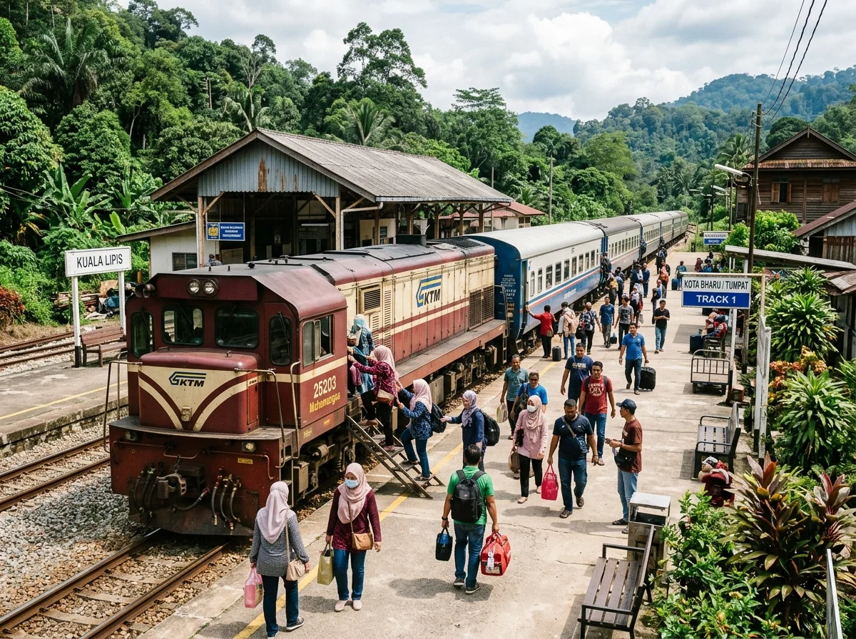 Tren Intercity Ekspres Rakyat Timuran di laluan jungle railway