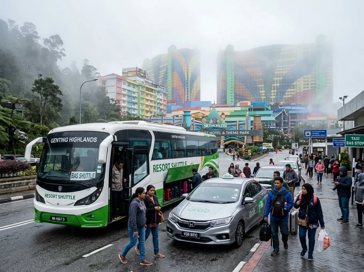 Bas pengangkutan dan Grab di puncak Genting Highlands