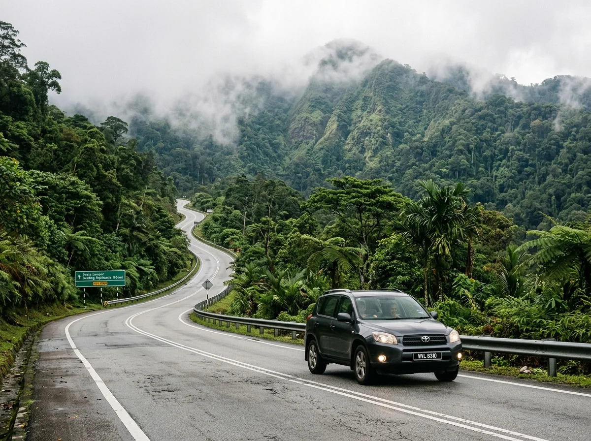 Kereta menuju Genting Highlands ikut Lebuhraya Karak