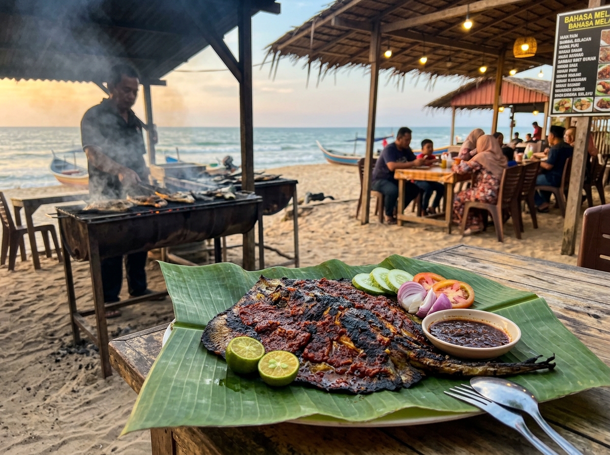 Ikan Bakar Terengganu di restoran tepi pantai Batu Buruk