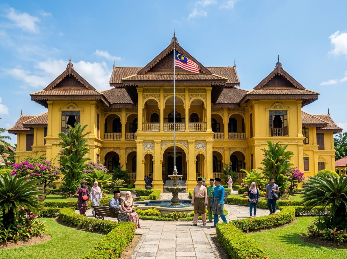 Istana Maziah berwarna kuning dengan senibina istana