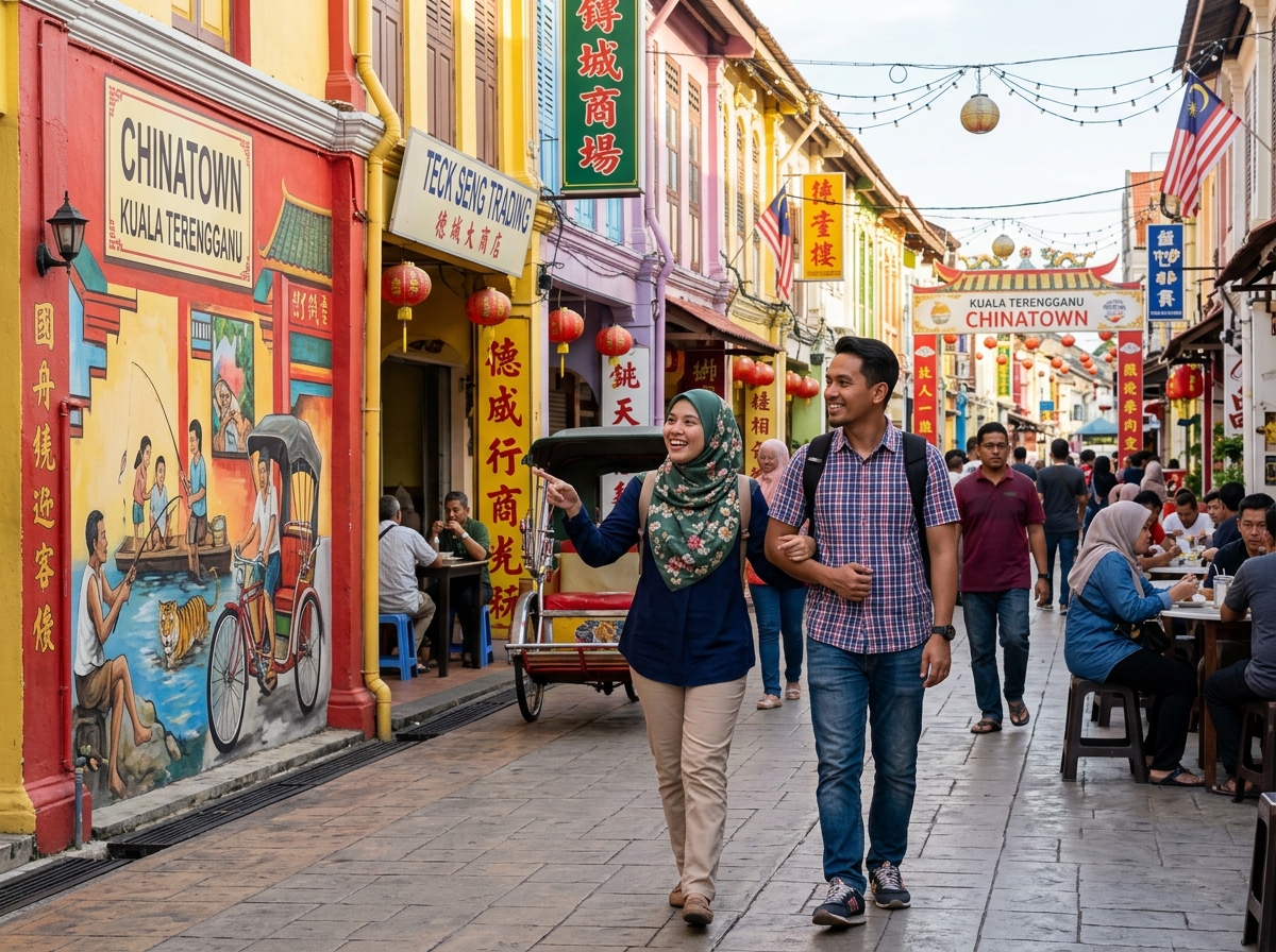Hari 1 itinerari Kuala Terengganu — Chinatown dan Pasar Payang