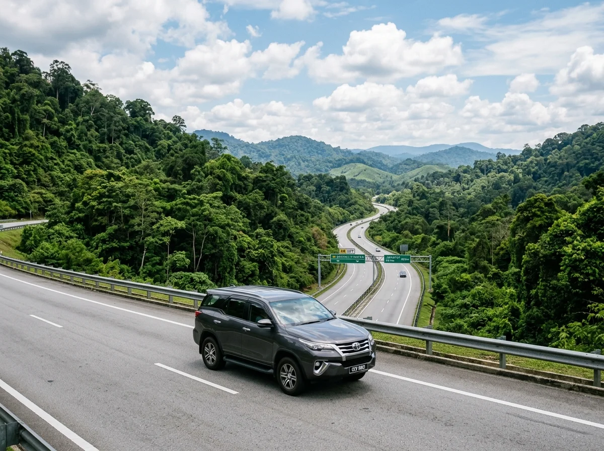 Kereta di Lebuhraya LPT menuju Jerantut
