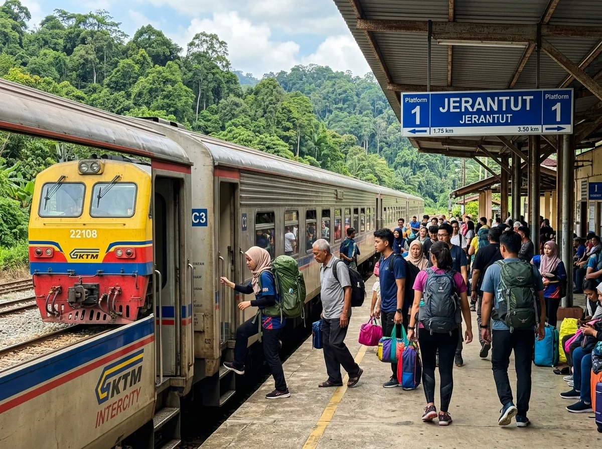 Tren KTM jungle railway di stesen Jerantut