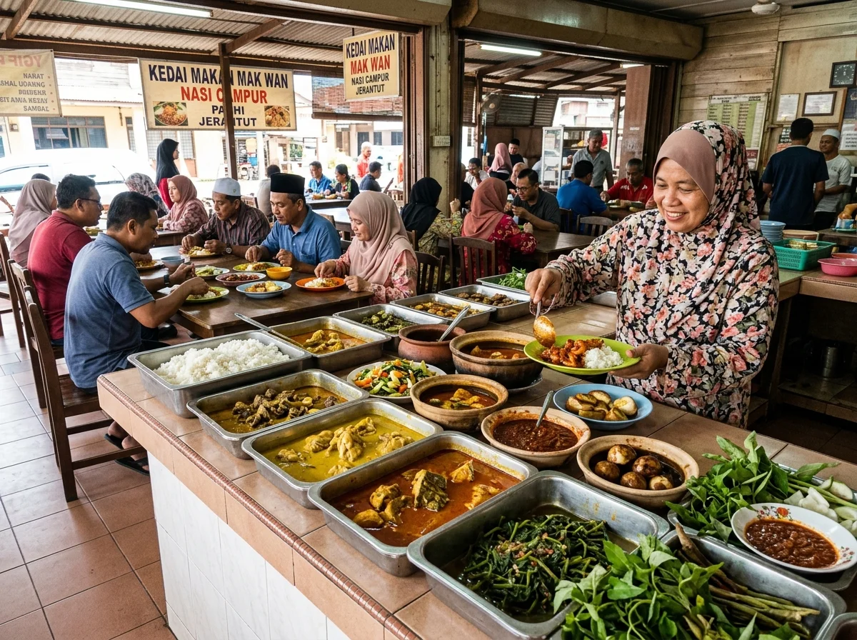 Nasi campur masakan kampung di pekan Jerantut