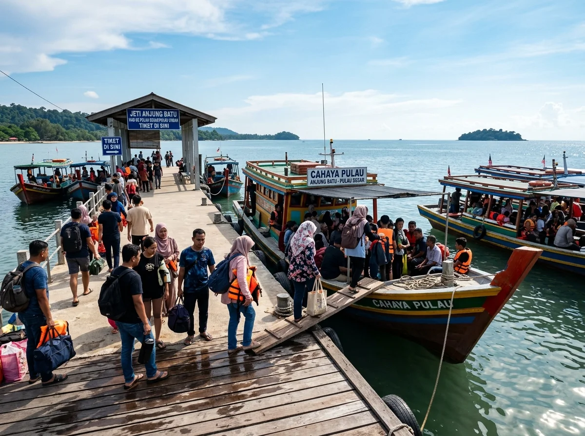 Jeti Anjung Batu dengan bot penumpang ke pulau