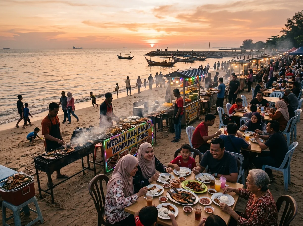 Pemandangan laut percuma di Pantai Siring Merlimau