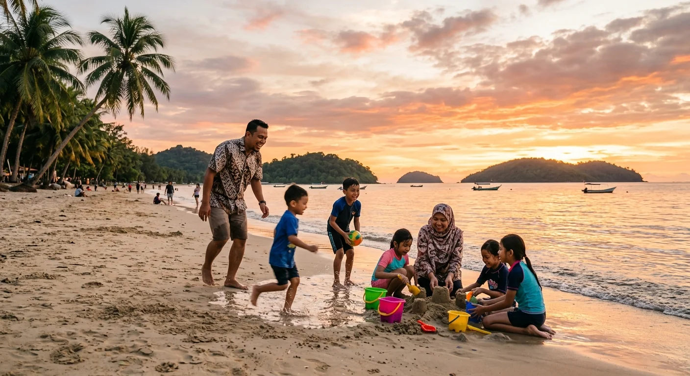 Pantai Tanjung Aru KK — pantai percuma untuk keluarga