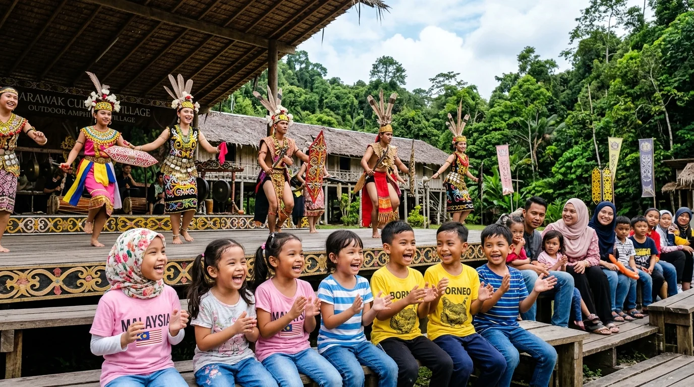 Kanak-kanak menonton persembahan budaya di SCV