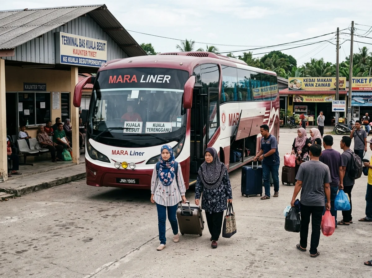 Bas ekspres tiba berhampiran Kuala Besut